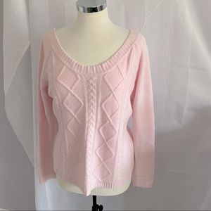EUC New York & Company Womens Sweater 100% Acrylic Light Pink Diamond Design
